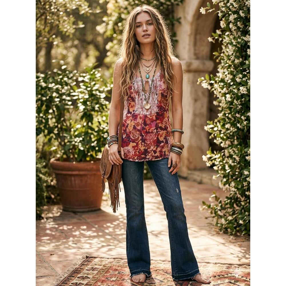 Marisa Christina Women's Sleeveless Floral Blouse M boho